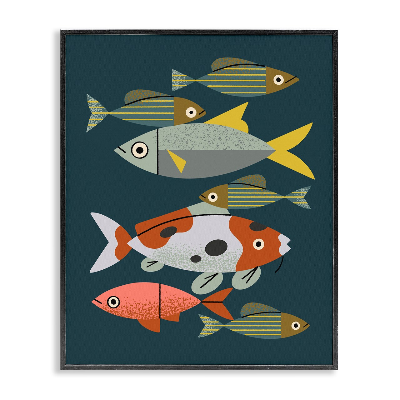 Stupell Industries Midcentury Pond Fishes Framed Giclee, design by Renea L. Thull